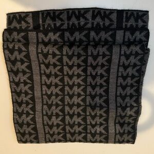 MICHAEL Michael Kors Vertical Stripe Scarf Monogram Logo Gray